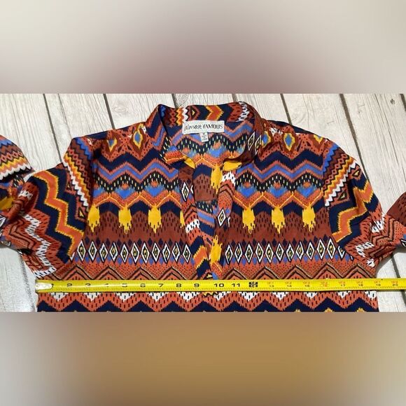 Almost Famous Aztec Print Dress Roll Up Sleeves size M - Picture 7 of 8